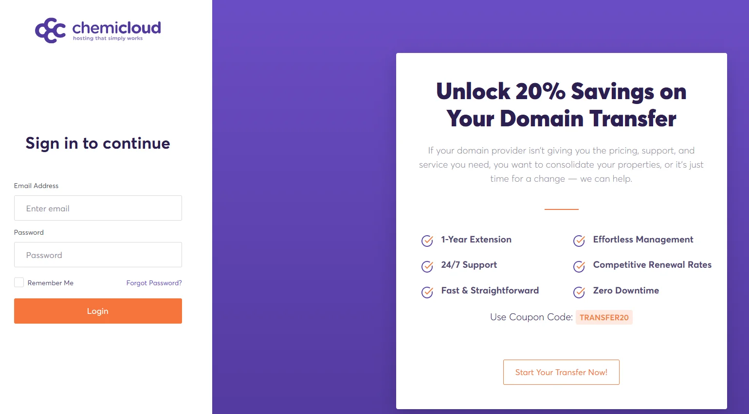 케미클라우드 로그인 화면